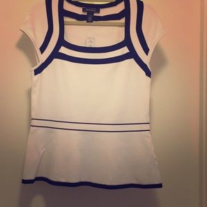 Great for work: white and black cap sleeve blouse